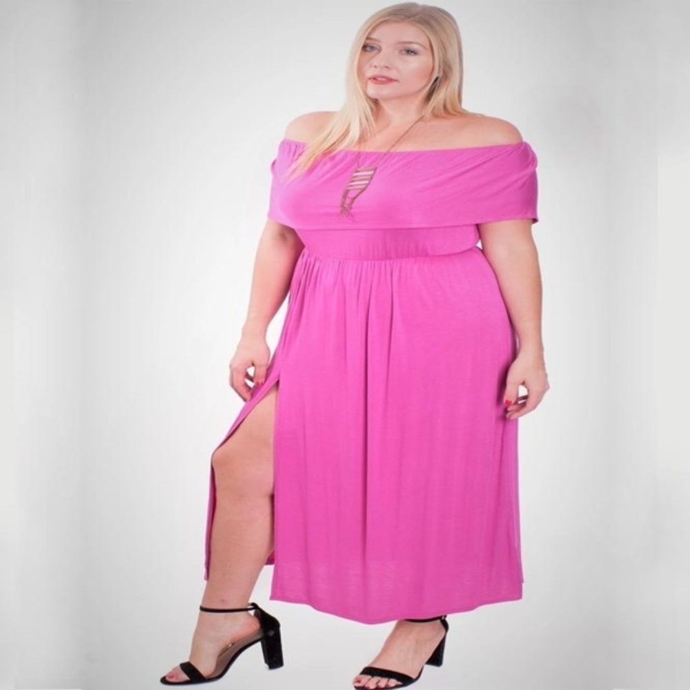 ON SALE! Plus Size Fuschia Maxi Dress